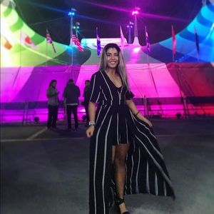 Stripe Black and white dress with shorts romper